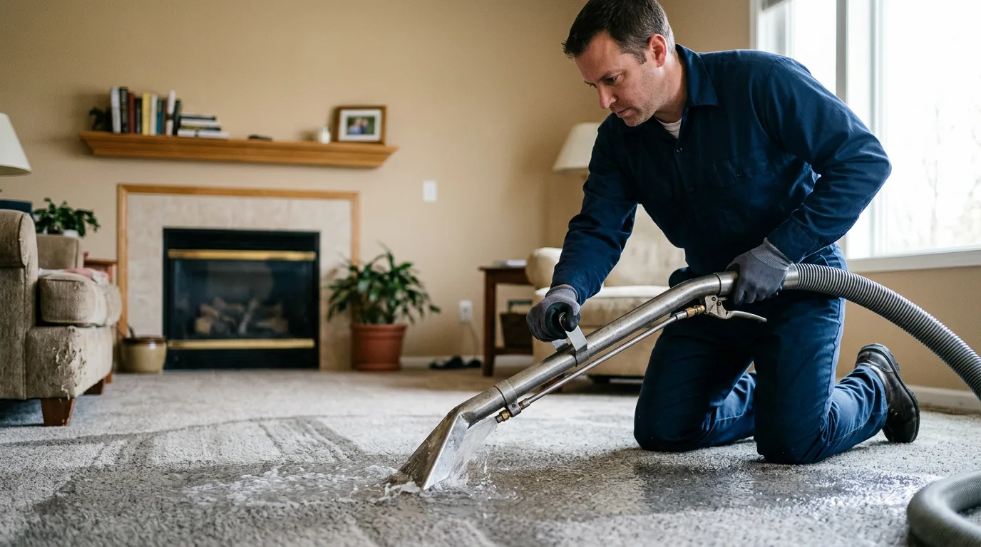 Water damage restoration technician working near Allenton, WI